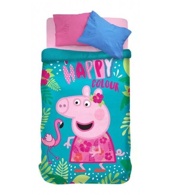 Acolchado Reversible 1 1/2 Plazas Peppa Pig