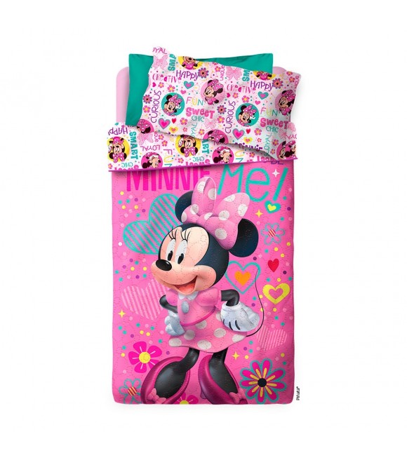 Cubrecama Minnie Reversible 1 1/2 plazas
