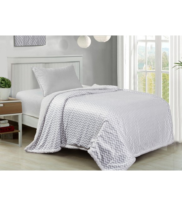 Edredon Premium Soft Estampado Con Corderito Chevron